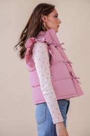 Pink Front Bow Puffer Vest