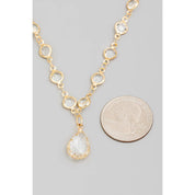 Faceted Rhinestone Pendant And Chain Necklace