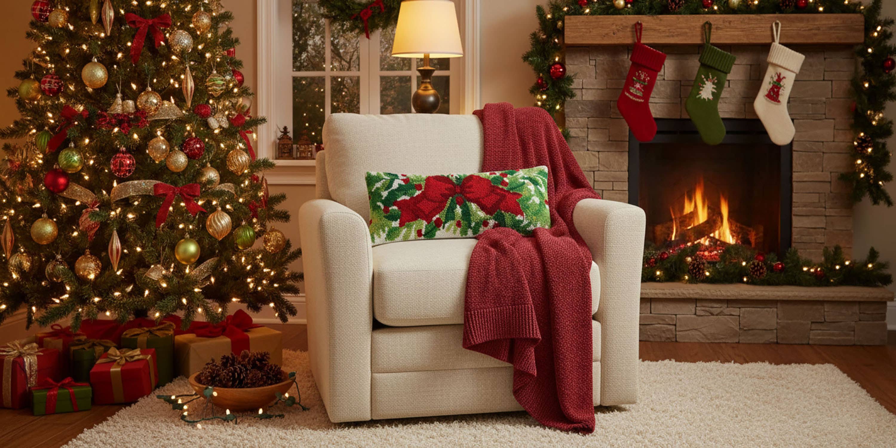 Green Holiday Cheer Hook Pillow