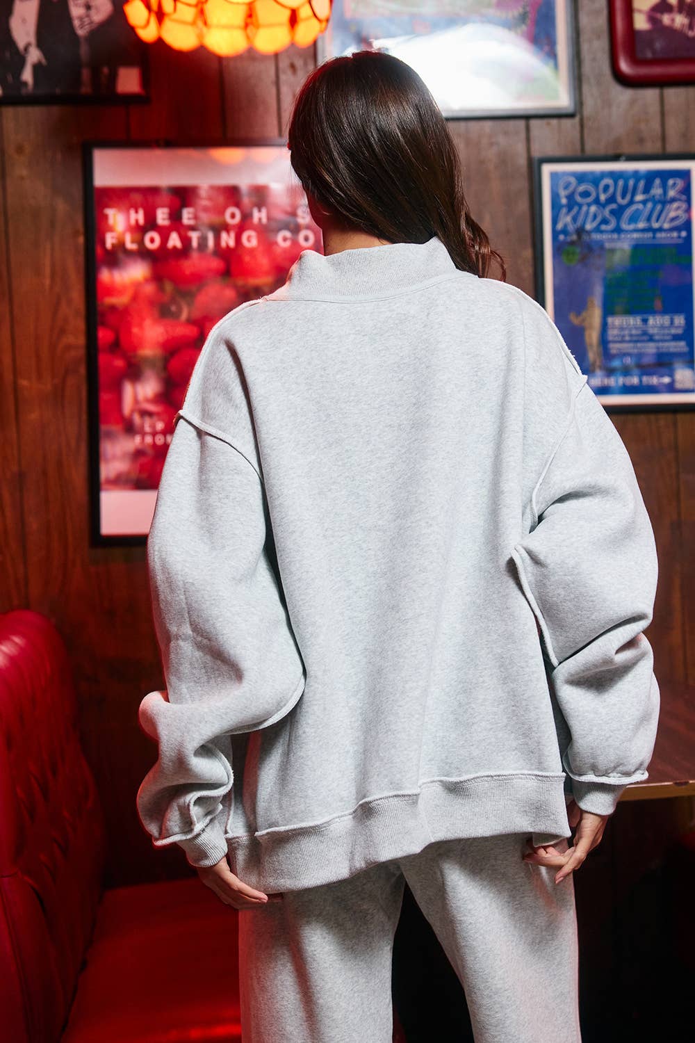 Gray Senior Mockneck Sweatshirt in a oversized