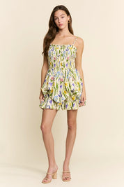 Floral Print Pattern Layered Dress