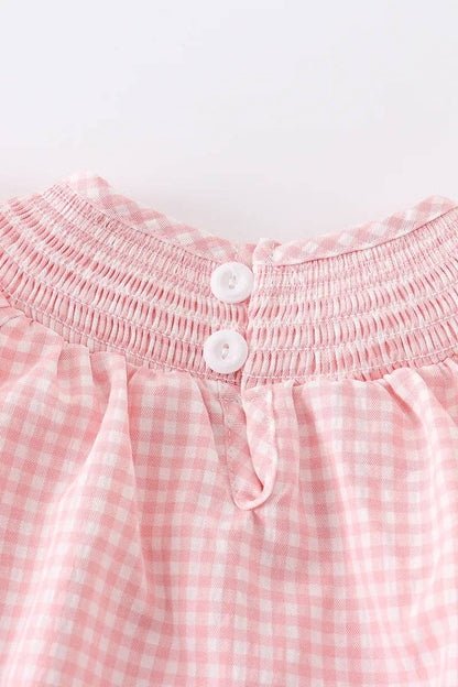 Girls Strawberry Plaid Smocked Romper