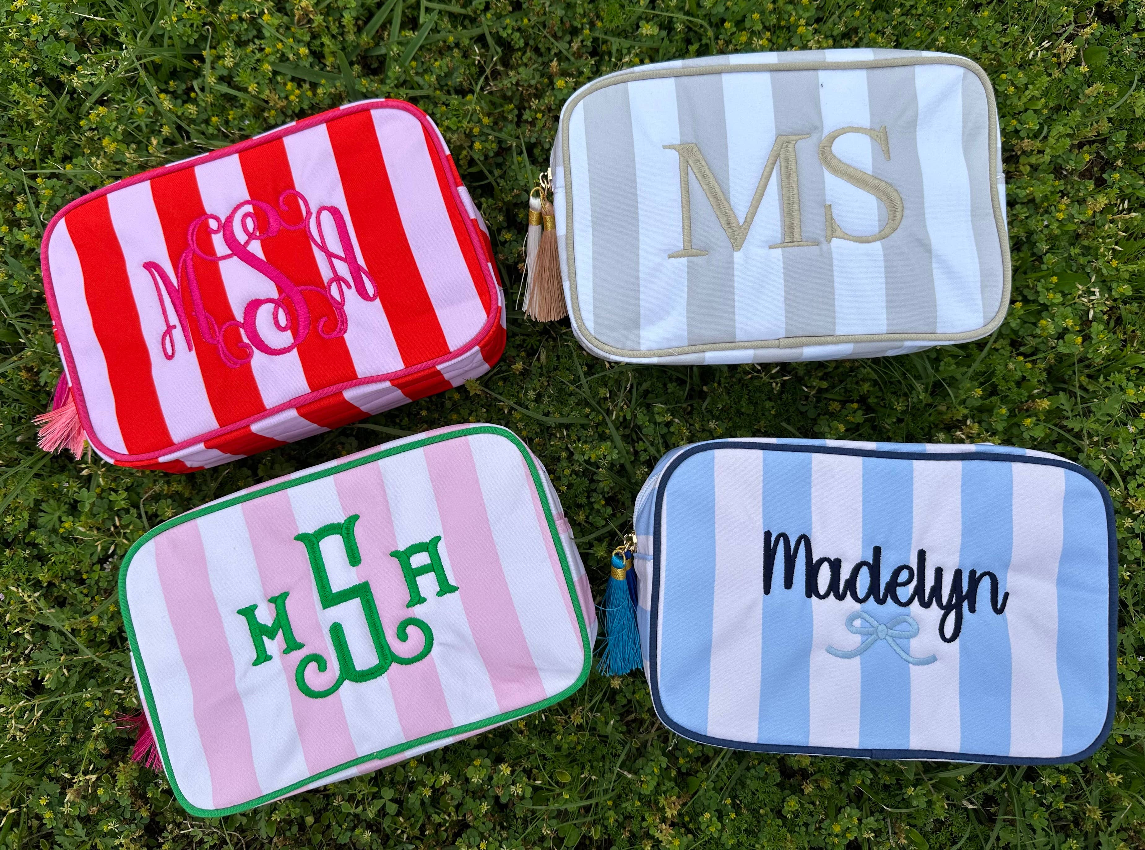 Stripe Cosmetic Bag with Tassel : Multi-Colored