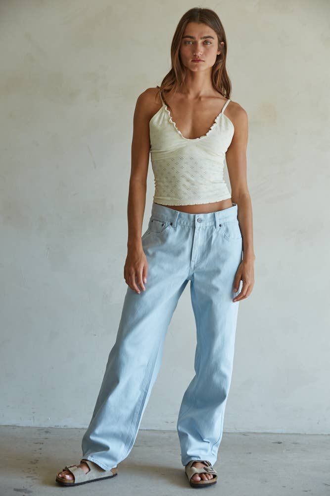 Denim Straight Leg Pants
