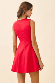 Red Front Triple Bow Accent Dress
