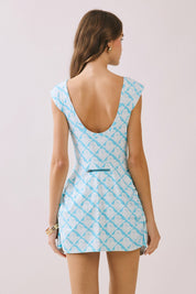 Blue Wrap Side Tie Detail Mini Dress