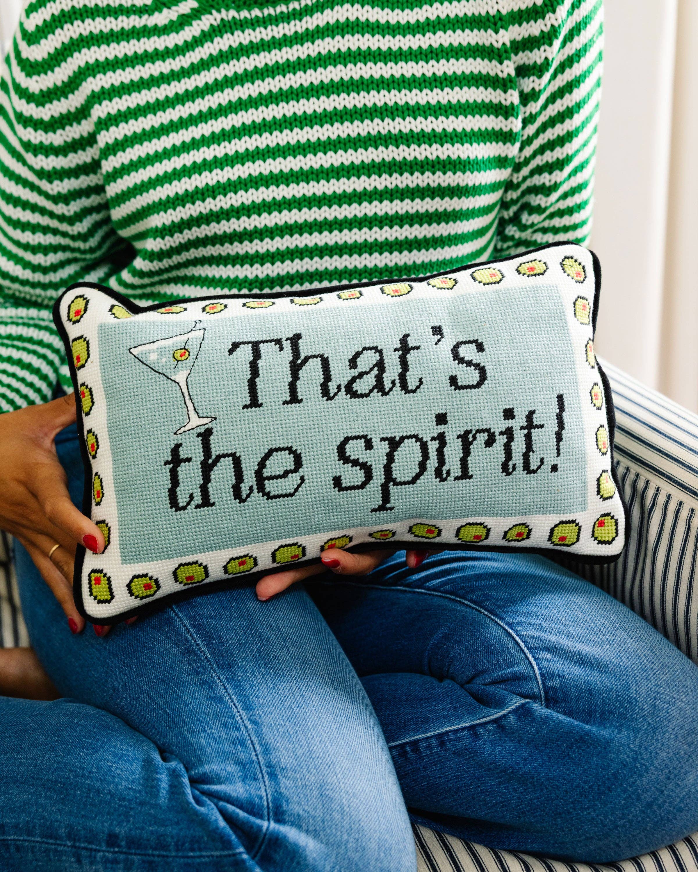 That's The Spirit Needlepoint Pillow