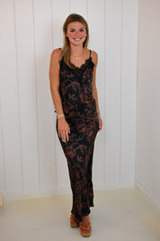 Floral Print Lace Tank & Maxi Skirt Set