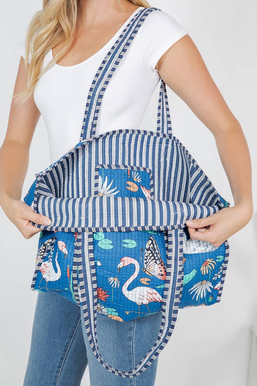Blue Pond Quilted Tote Bag