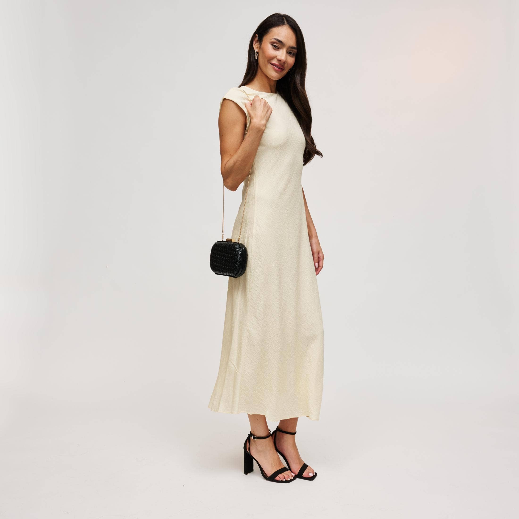 Black Woven Oval Evening Bag