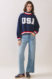 Navy USA Letter Trim Sweatshirt