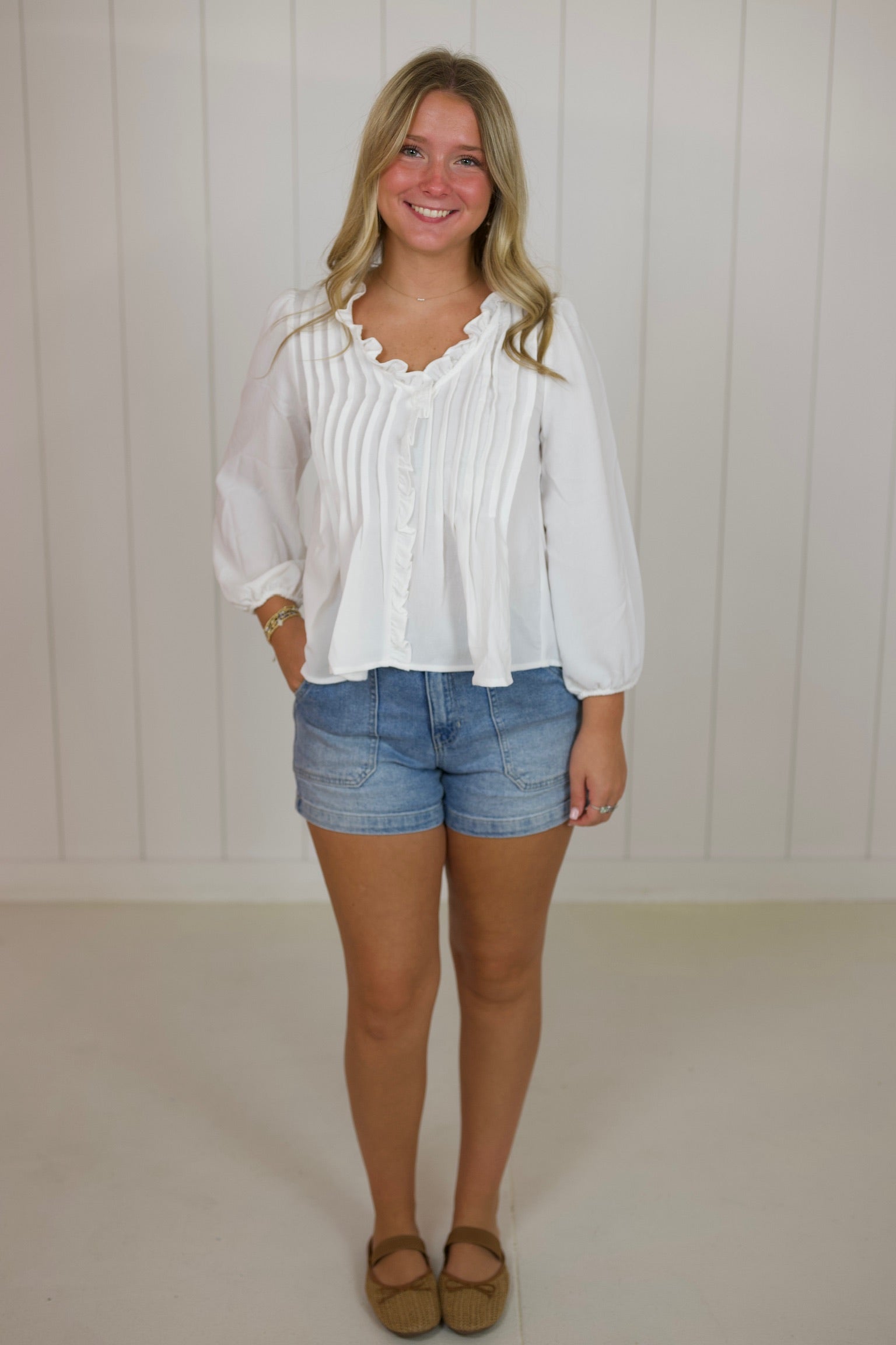 White Ruffle Blouse