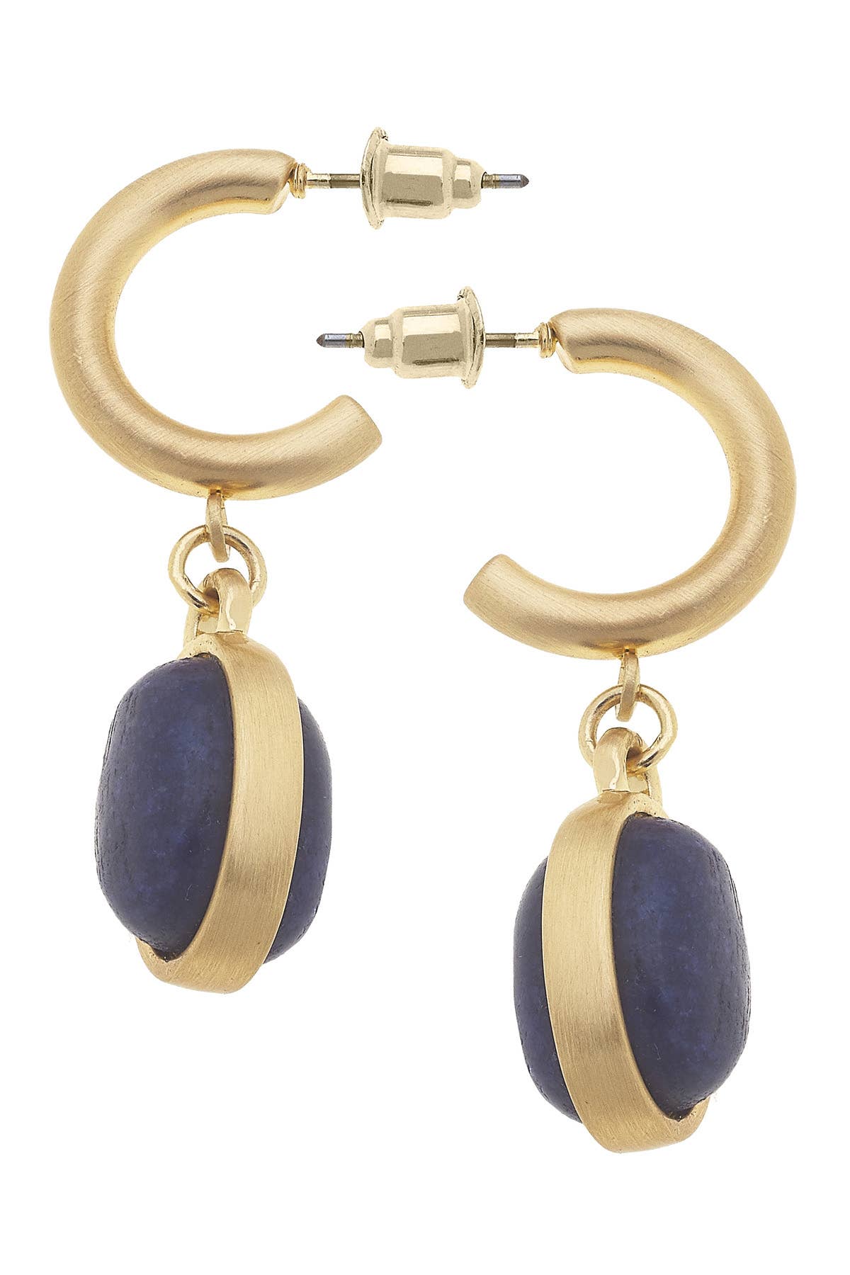 Caroline Gemstone Drop Hoop Earrings