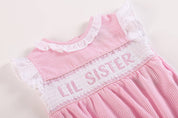 Pink Striped Lil Sister Smocked Romper
