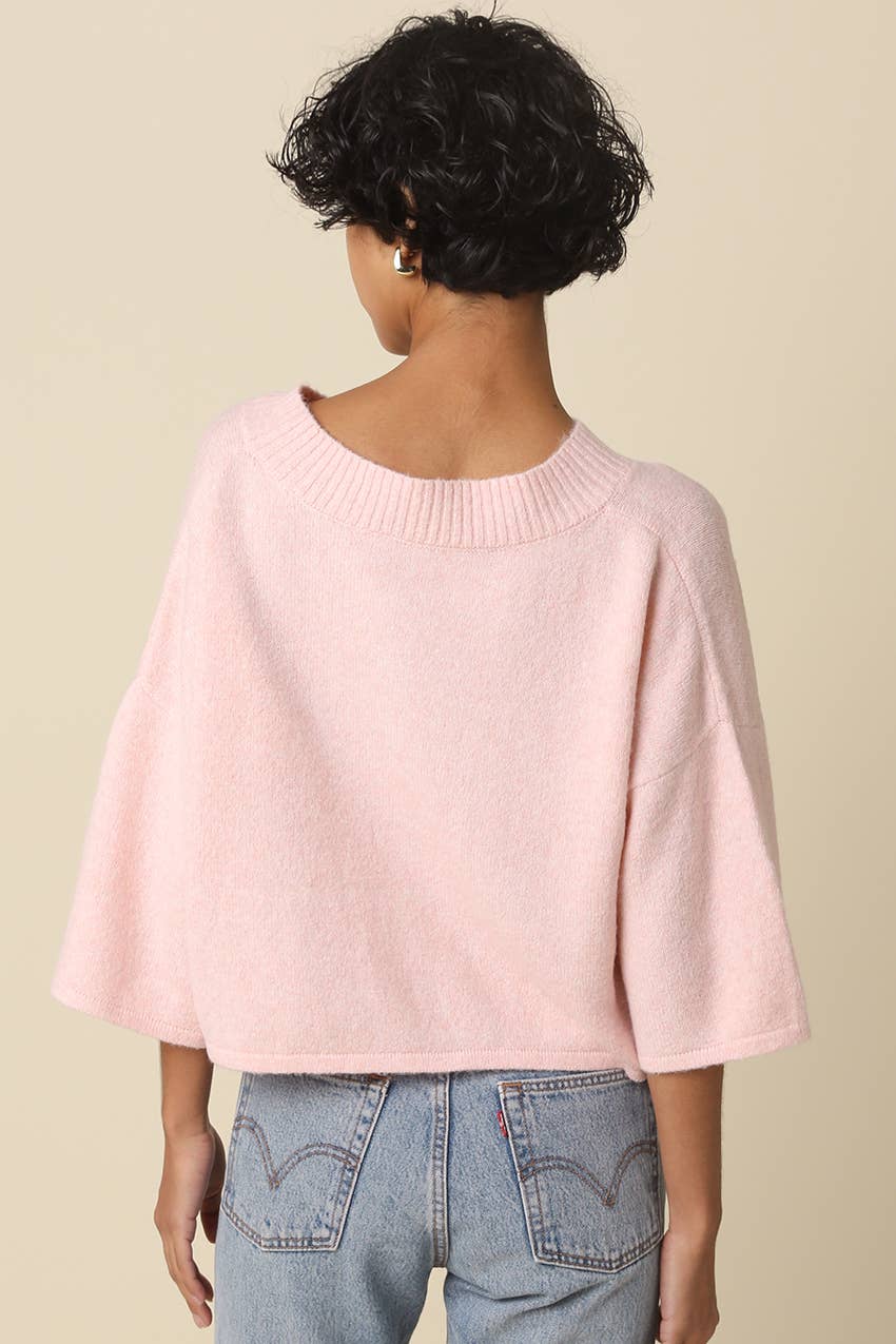 Pink Livia Boxy Cropped Cardigan
