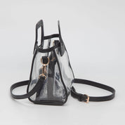 Transparent 3-piece Crossbody Handbag Set: Clear,Silver