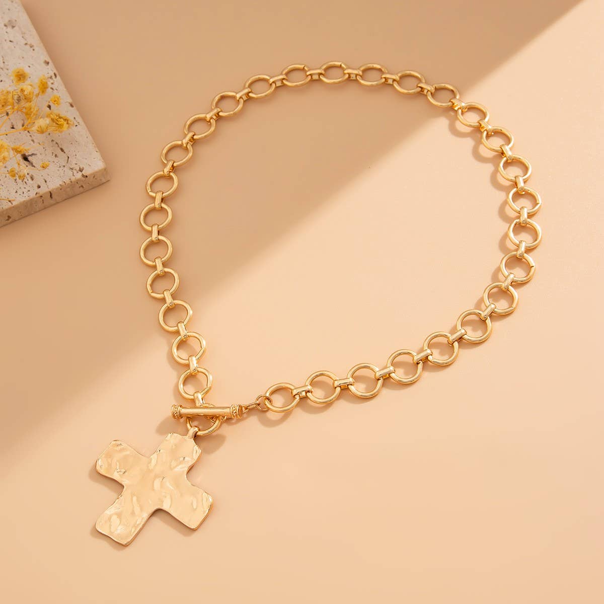 Notable Hammered Cross Necklace