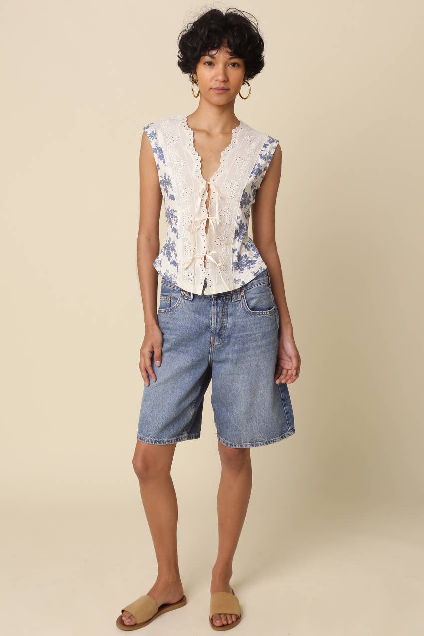 Blue Lace Floral Top