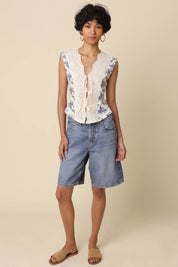 Blue Lace Floral Top