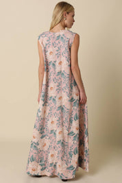 Pink Floral Sleeveless Dress