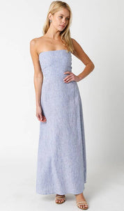 Blue Striped Linen Dress