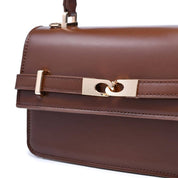 Brown Belted Top Handle Crossbody