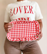 Red Gingham Frilly Makeup Bag