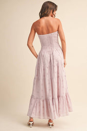 Pink Pleated Layered Midi Dress