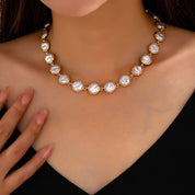 Gold Pearl Station Necklace