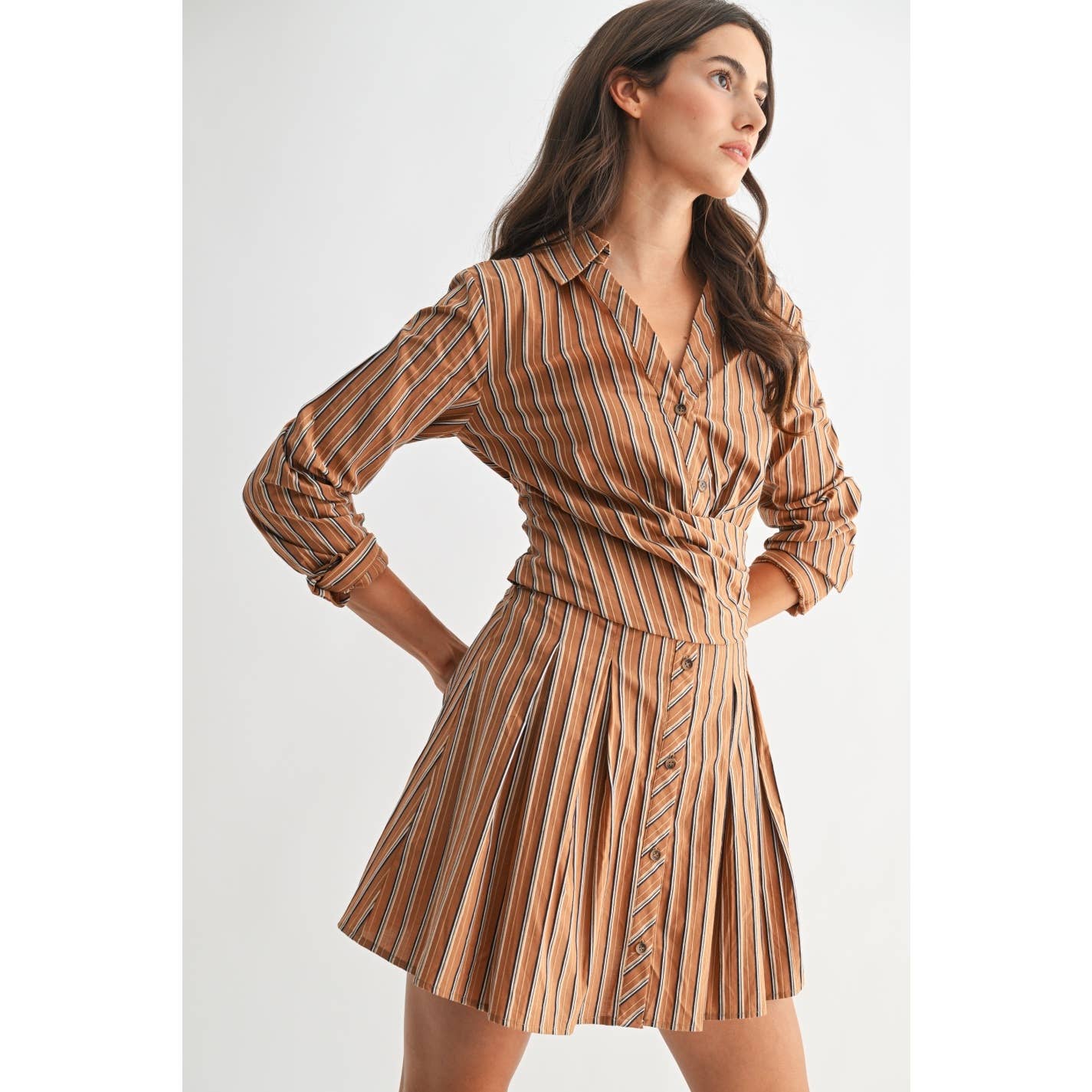 Striped Collared Shirt Dress