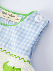 Baby Boy Crocodile Smocked Romper
