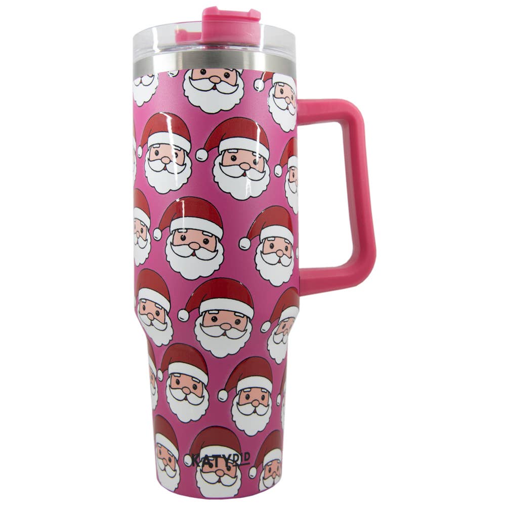Pink Santa Claus Repeat Christmas Tumbler Cup