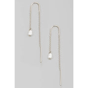 Pearl Bead Chain Threader Earrings