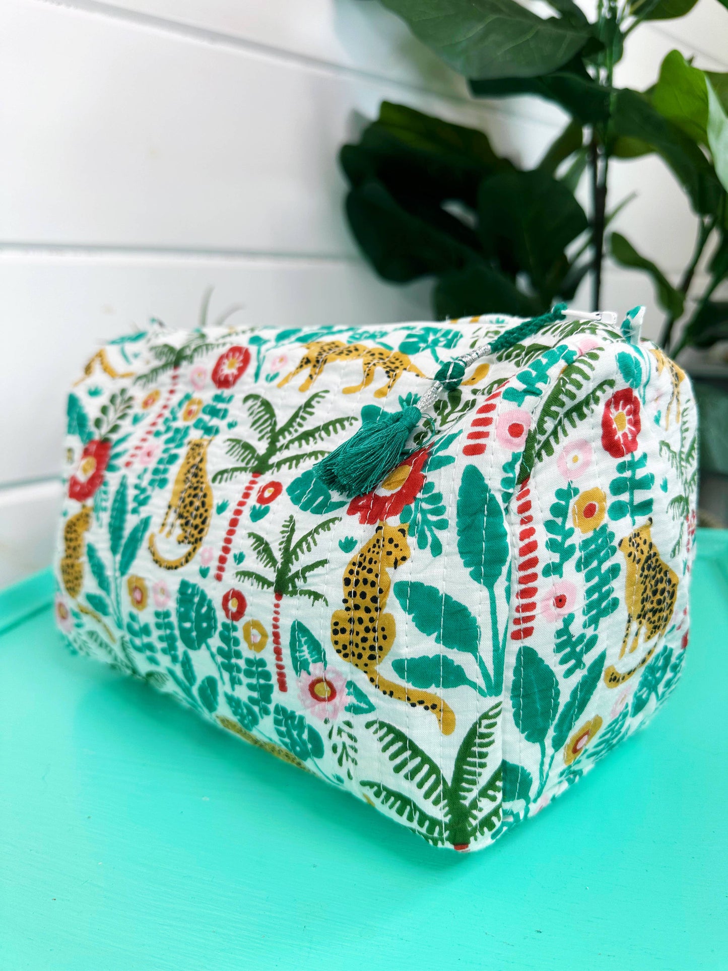 Quilted Makeup Bag | Travel Cosmetic Toiletry Bag | Jaguars