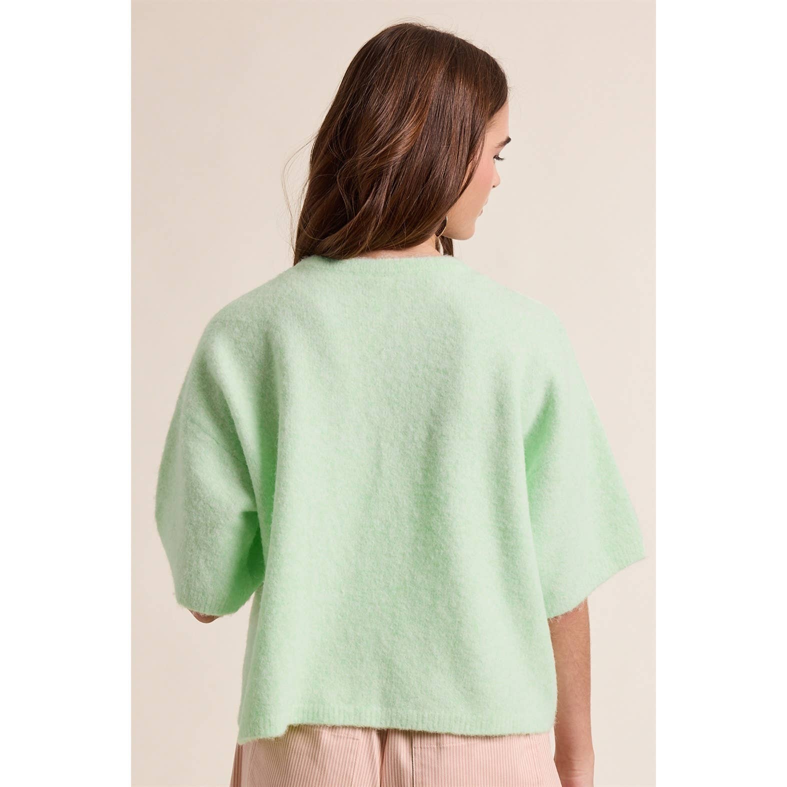 Mint Green Single Button Cape Sweater
