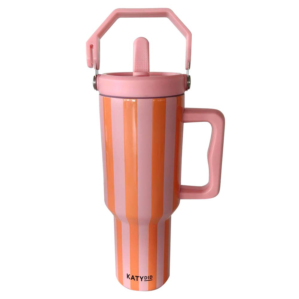 Pink and Orange Striped Tumbler
