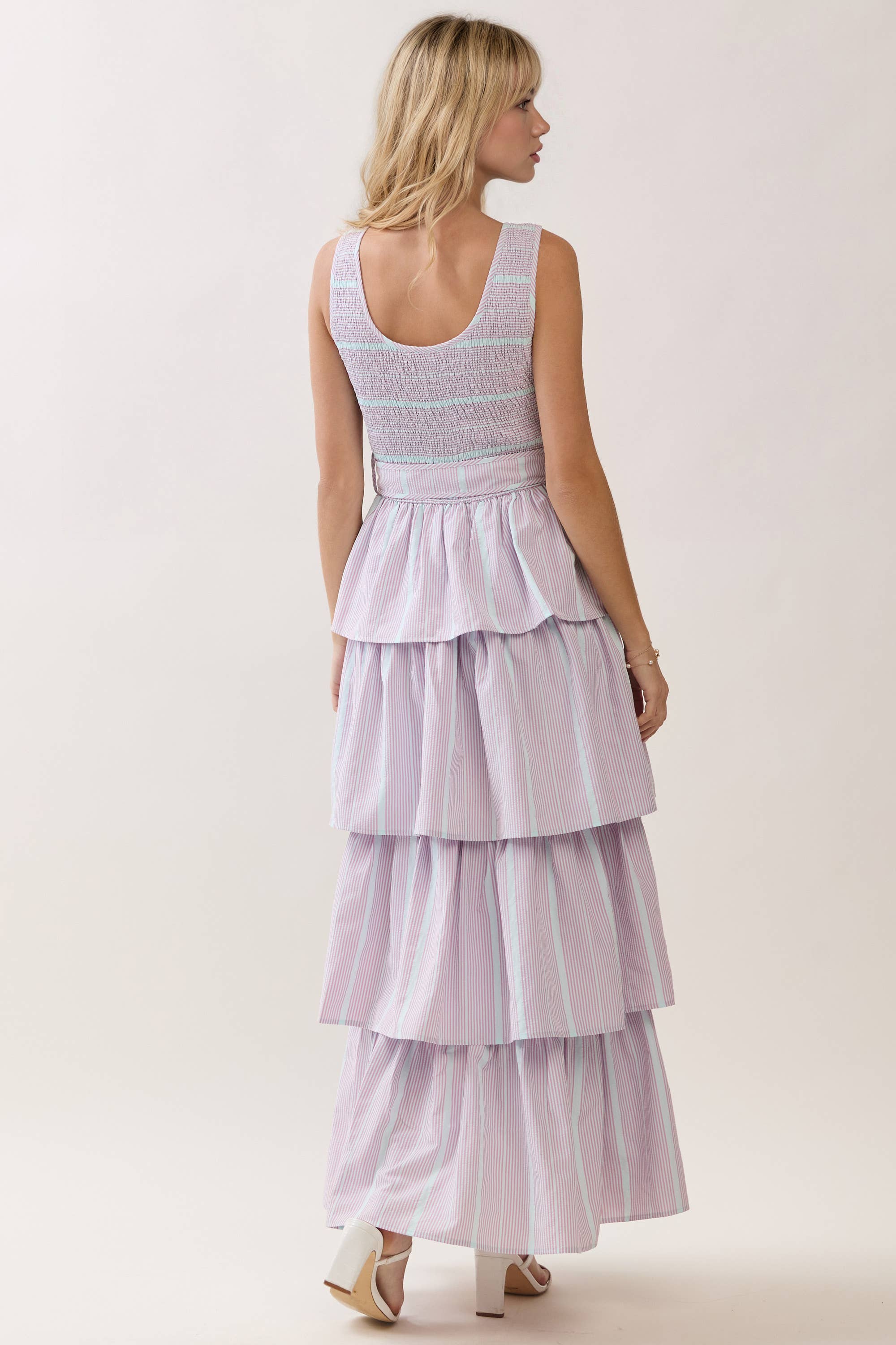Smocked Waist Tie Maxi Dress