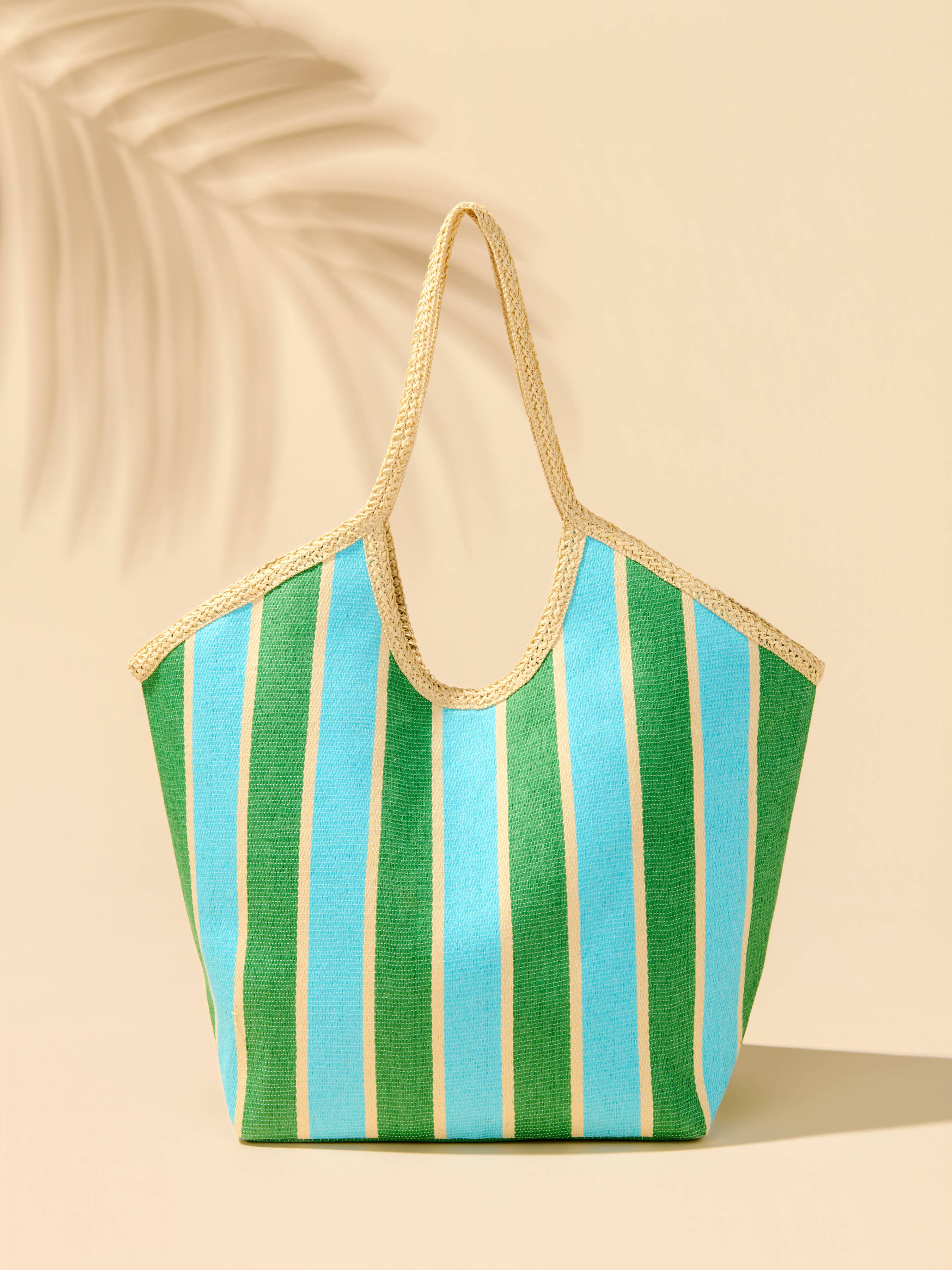 Blue & Green Striped Tote