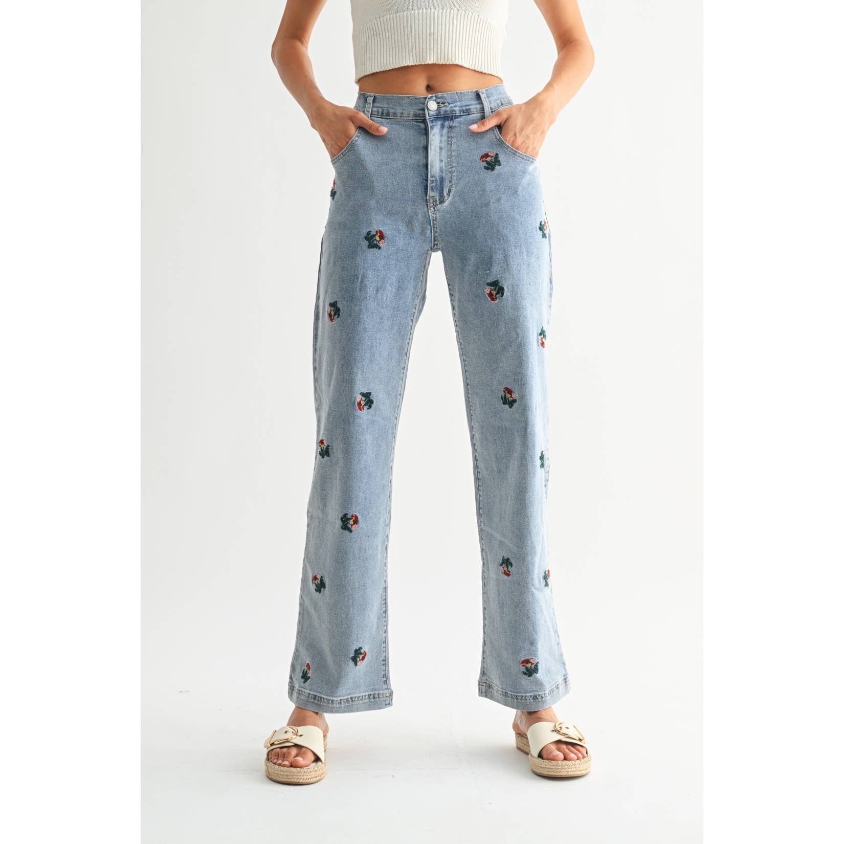 Embroidered Floral Jeans