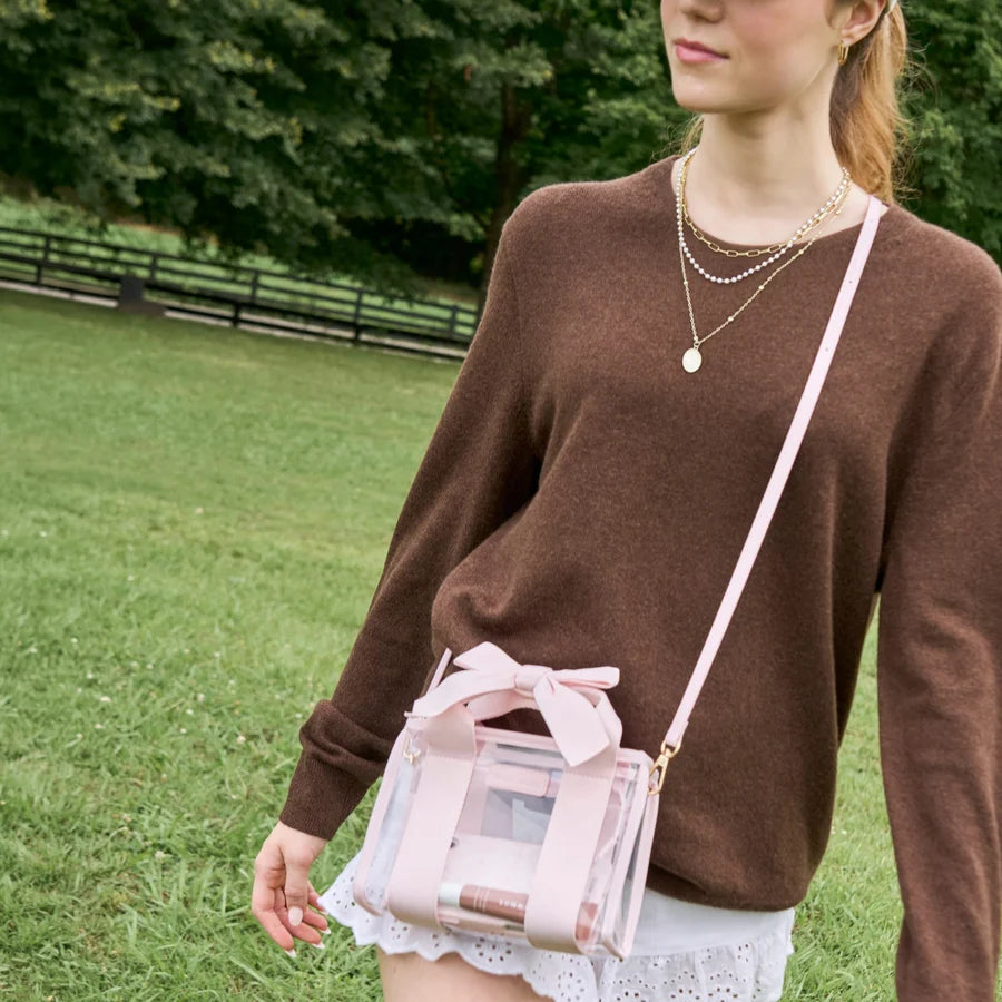 Pink Stadium Tote With Strap from Ninety Nine Boutique