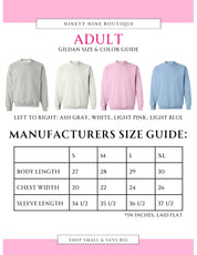 Adult Gildan Size & Color Guide