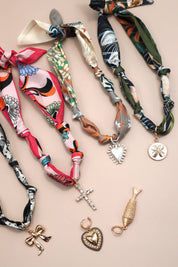 Circle Cross Handcrafted Scarf Interchangeable Charm Necklace