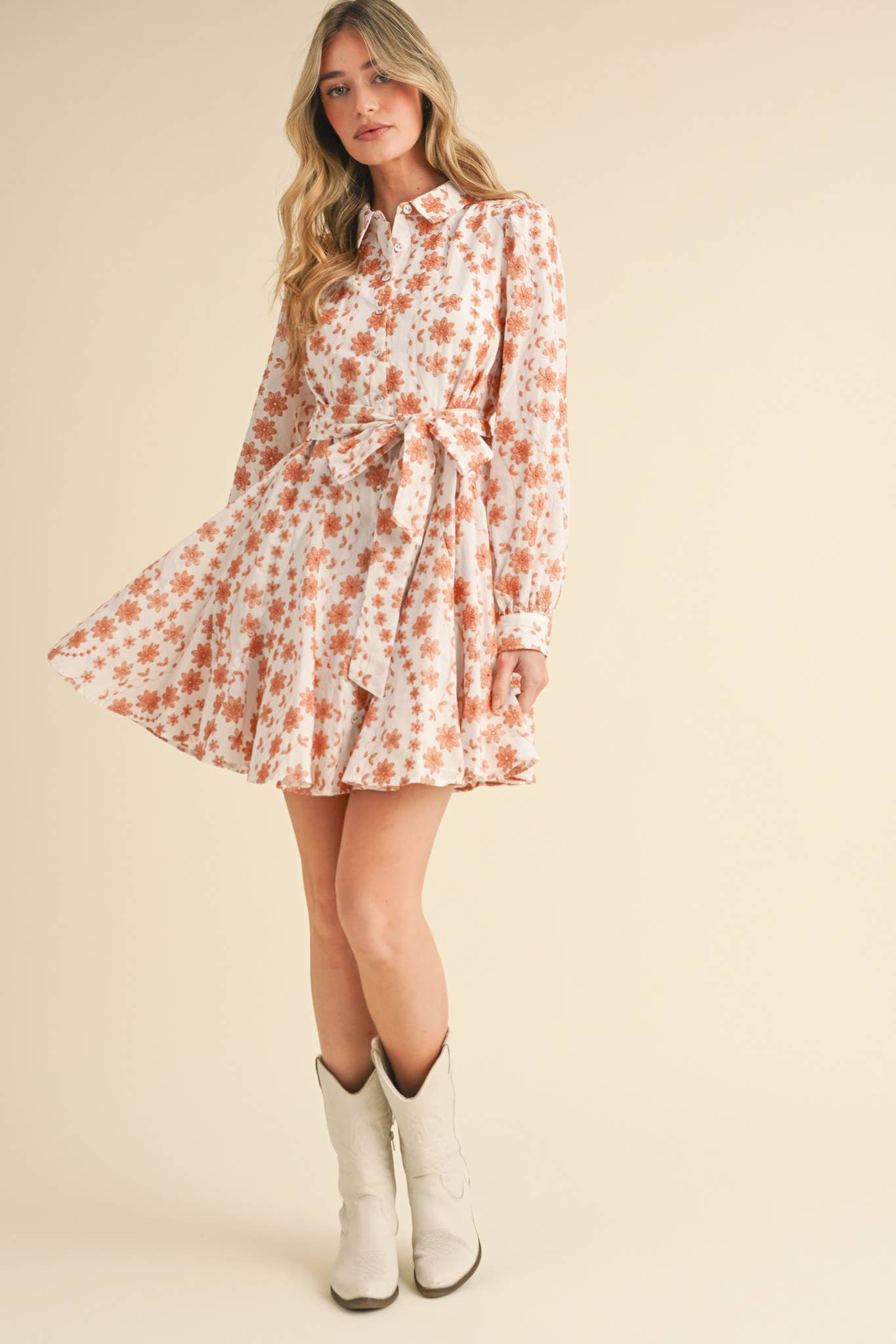 Floral Embrodiered Mini Dress