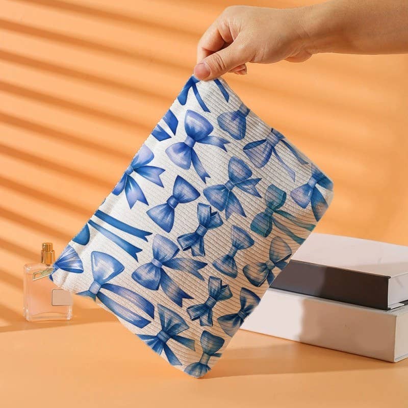 Blue Bow Makeup Bag