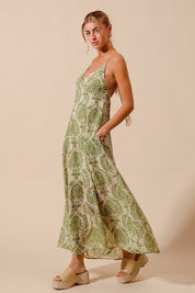Sage Green Floral Maxi Dress