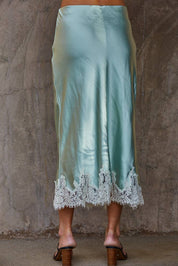 Mint Satin Mid Skirt