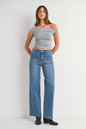 Medium Denim Wide Leg Jean