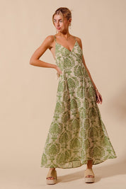 Sage Green Floral Maxi Dress
