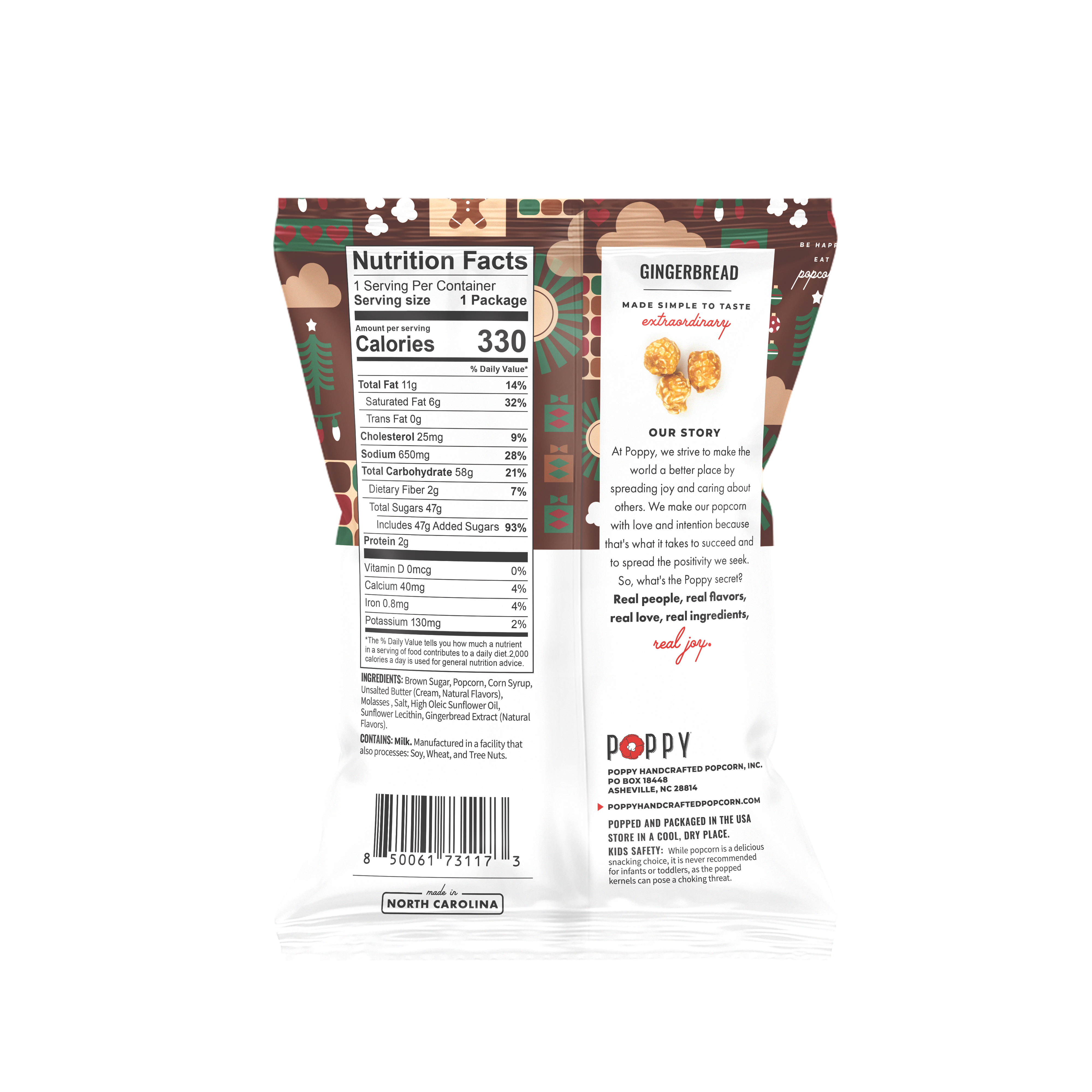 Gingerbread Popcorn Snack Bag