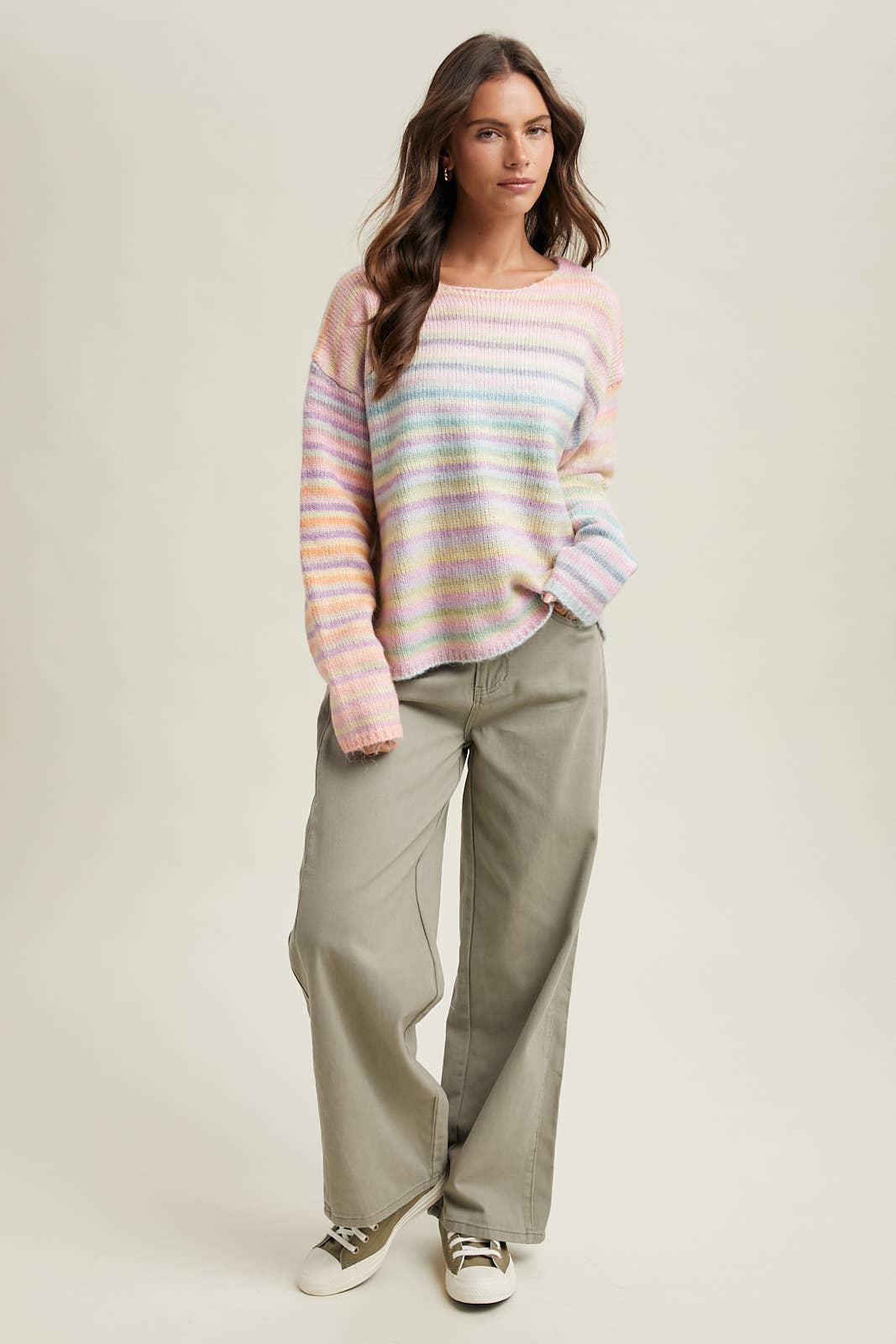 Rainbow Knit Striped Sweater